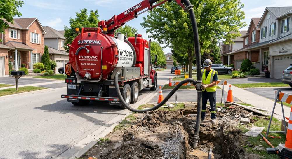 Hydrovac excavation in Guelph