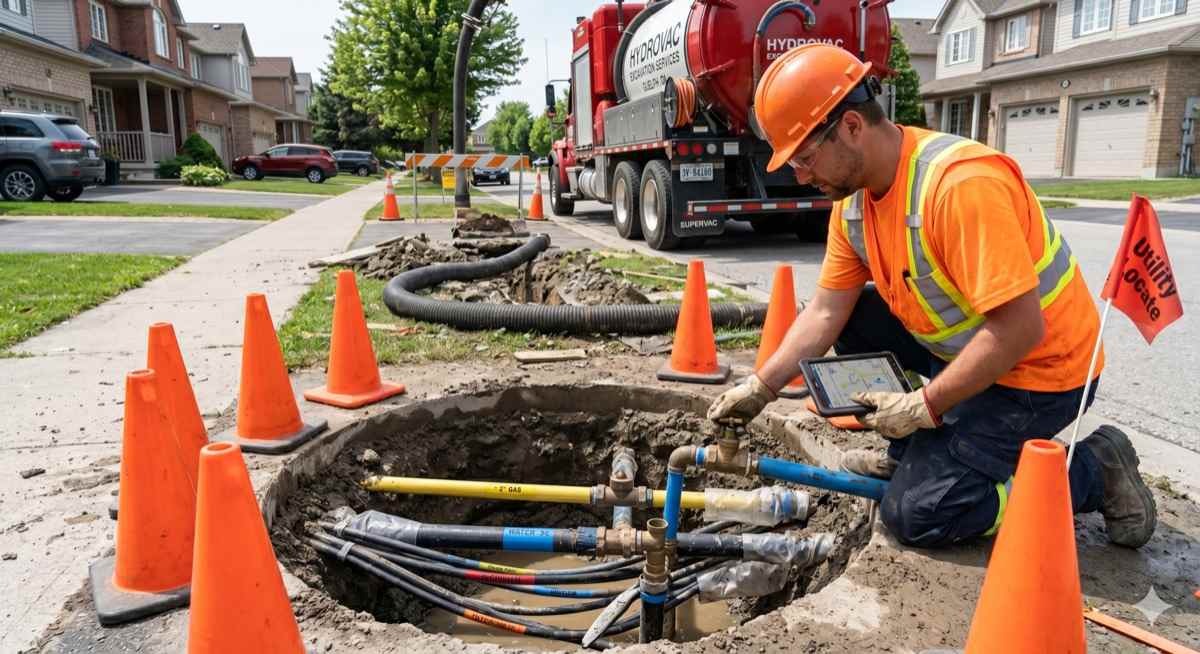 Hydrovac excavation in Guelph